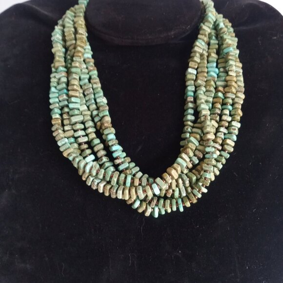 Genuine Signed Silpada 925 and Turqoise 6 Strand Necklace - Picture 6 of 7